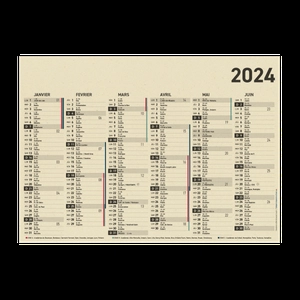 Calendrier bancaire 2024 en canne à sucre - Fabrication France personnalisable