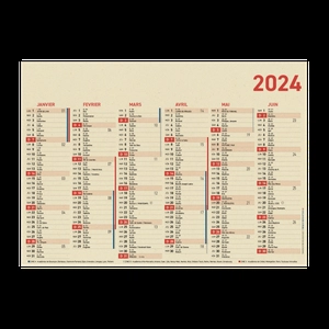 Calendrier bancaire 2024 en canne à sucre - Fabrication France personnalisable