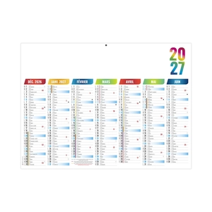 Calendrier bancaire publicitaire aux couleurs vives