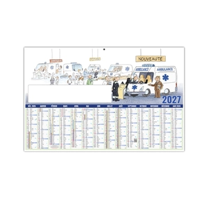 Calendrier bancaire publicitaire découpé ou non - thème humour ambulancier personnalisable