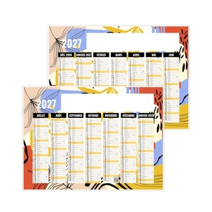 Calendrier bancaire publicitaire graphisme féminin - 7 mois par face