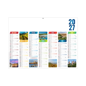Calendrier bancaire publicitaire illustré sur la France