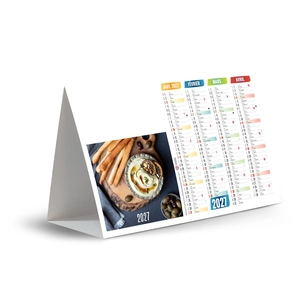 Calendrier chevalet publicitaire de comptoir tryptique Cuisine personnalisable