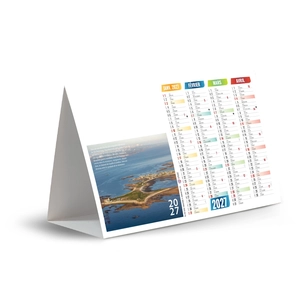 Calendrier chevalet publicitaire de comptoir tryptique îles de Bretagne personnalisable