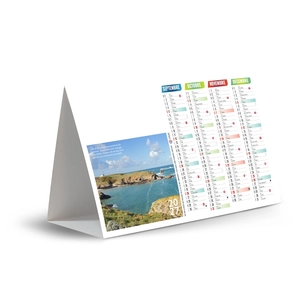 Calendrier chevalet publicitaire de comptoir tryptique îles de Bretagne personnalisable