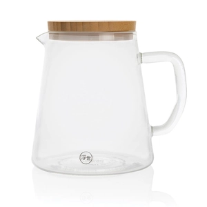 Carafe d'eau 1,2L en verre avec couvercle en bambou personnalisable