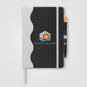 Carnet à motif vagues et stylo - A5 personnalisable