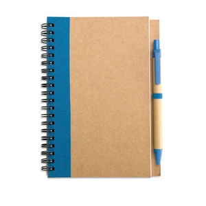 Carnet à spirales avec son stylo assorti - Papier et carton recyclé personnalisable