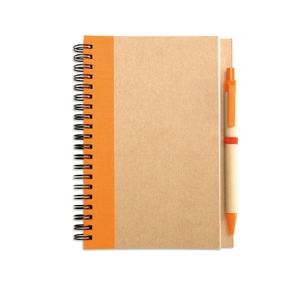 Carnet à spirales avec son stylo assorti - Papier et carton recyclé personnalisable