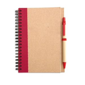 Carnet à spirales avec son stylo assorti - Papier et carton recyclé personnalisable