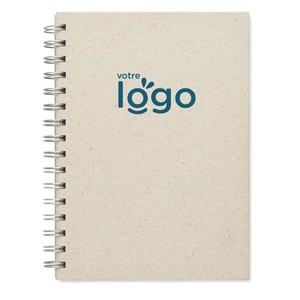 Carnet A5 80 feuilles en papier d'herbes - couverture carton personnalisable