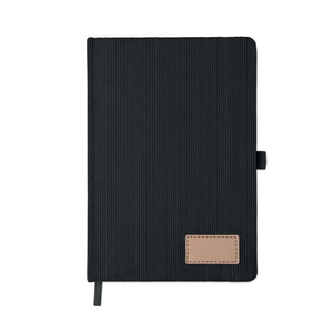 Carnet A5 avec couverture rigide en velours côtelé de polyester RPET  personnalisable