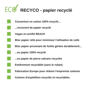 Carnet de notes couverture rigide en carton recyclé - carnet biodégradable personnalisable