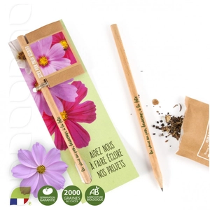 Carte crayon en bois naturel drapeau personnalisable