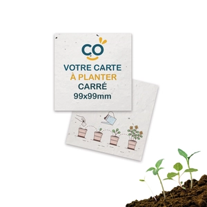 Carte en papier de graines carrée 99 x 99mm - 250gr personnalisable