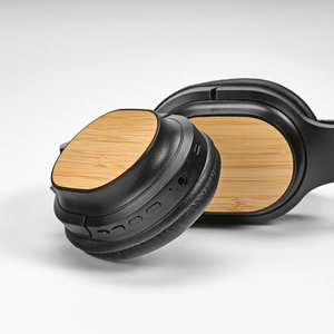 Casque audio bluetooth en plastique recyclé et bambou - avec 8 heures d'autonomie personnalisable