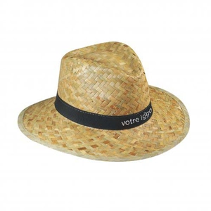 Chapeau BIP 100% paille tressée avec bandeau cousu personnalisable