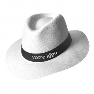 Chapeau de paille BORSALINO blanc avec bandeau personnalisable