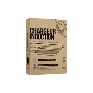 Chargeur à induction 15W en RPET et chanvre - Label GOTS et GRS personnalisable