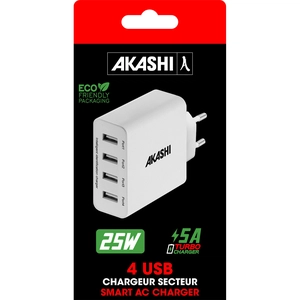 Chargeur secteur avec 4 port USB - charge rapide personnalisable