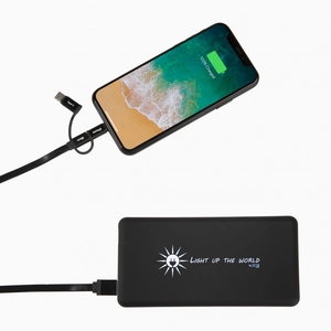 Chargeur solaire 8000 mAh avec logo lumineux et câble 3 en 1 personnalisable