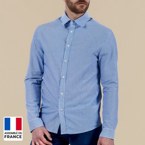 Chemise à rayure Homme coupée et confectionnée en France 100% coton personnalisable