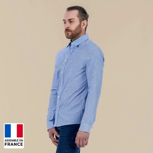 Chemise à rayure Homme coupée et confectionnée en France 100% coton personnalisable