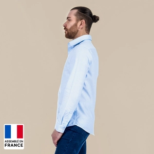 Chemise homme Oxford unie coupée et confectionnée en France personnalisable