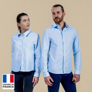 Chemise homme Oxford unie coupée et confectionnée en France personnalisable