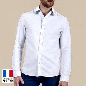 Chemise homme Oxford unie coupée et confectionnée en France personnalisable