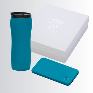 Coffret avec mug isotherme 450 ml et powerbank 4000 mAh personnalisable