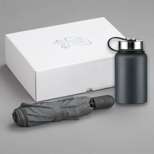 Coffret personnalisable avec thermos repas 600 ml et parapluie automatique personnalisable