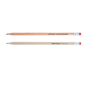 Crayon 17,6cm, sans vernis, rond tête gomme personnalisable