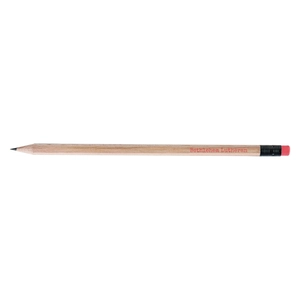 Crayon 17,6cm, sans vernis, rond tête gomme personnalisable