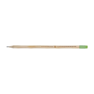 Crayon en bois français pin sylvestre 17,6cm, rond tête gomme personnalisable