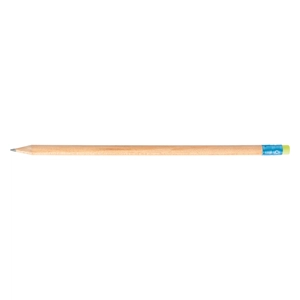 Crayon en bois français pin sylvestre 17,6cm, rond tête gomme personnalisable