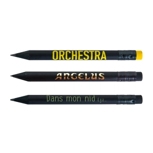 Crayon prestige black 8,7cm, vernis noir, rond tête gomme personnalisable