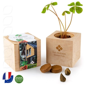 Ecocube en bois MADE IN France -  avec sachet de graines personnalisable