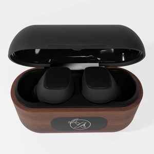 Ecouteurs Bluetooth 5.0 avec socle de recharge - bois de noyer personnalisable