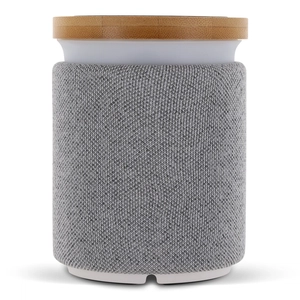 Enceinte bluetooth avec bambou et tissu - avec chargeur induction personnalisable