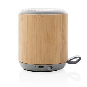 Enceinte sans fil 3W en bambou naturel et en tissu personnalisable