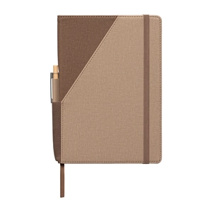 Ensemble carnet rechargeable en PU recyclé bicolore avec stylo – A5 personnalisable