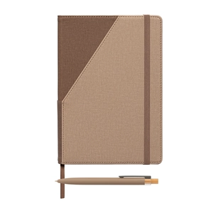 Ensemble carnet rechargeable en PU recyclé bicolore avec stylo – A5 personnalisable