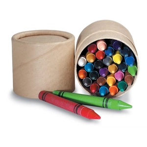 Etui de 30 crayons en cire avec tube en carton personnalisable