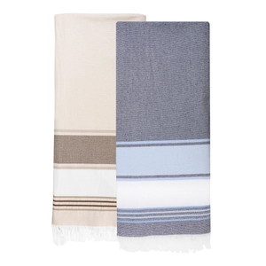 Fouta serviette bouclette - Rayures motif chevrons