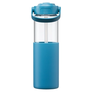 Gourde en verre avec manchon silicone et paille – 590 ml personnalisable