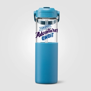 Gourde en verre avec manchon silicone et paille – 590 ml personnalisable