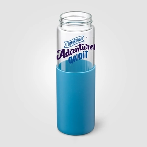 Gourde en verre avec manchon silicone et paille – 590 ml personnalisable