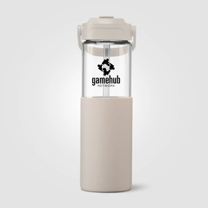 Gourde en verre avec manchon silicone et paille – 590 ml personnalisable