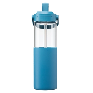 Gourde en verre avec manchon silicone et paille – 590 ml personnalisable